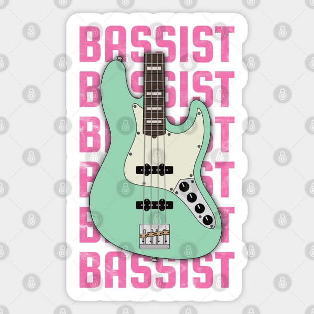 Bassist Repeated Text J-Style Bass Guitar Body Sticker by nightsworthy